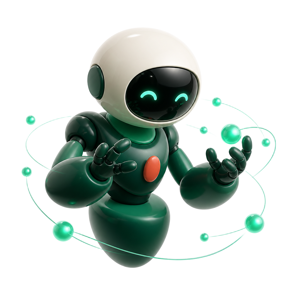 The Ludentra AI companion studying floating intelligence nodes